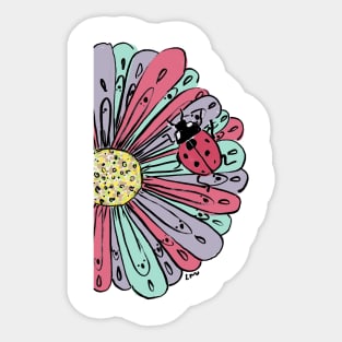 Ladybug on a Flower Sticker